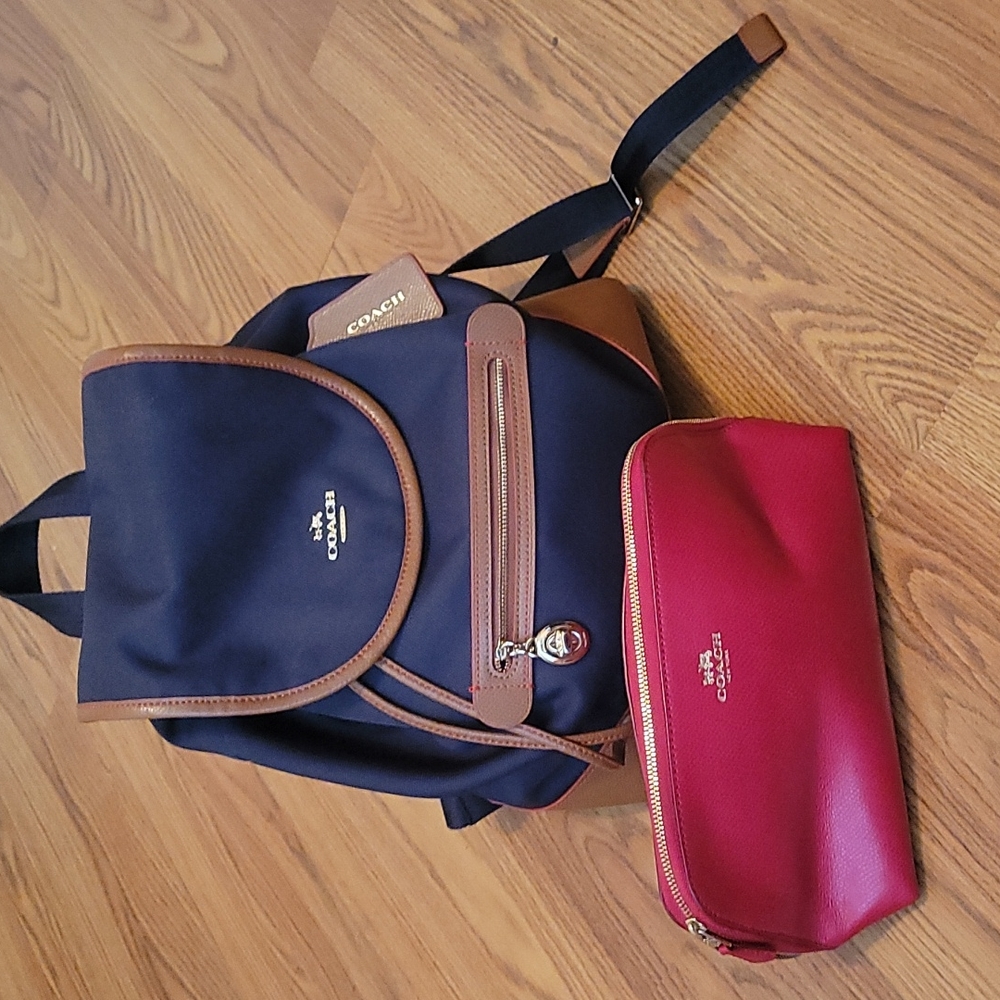 Coach backpack & cosmetic pouch set